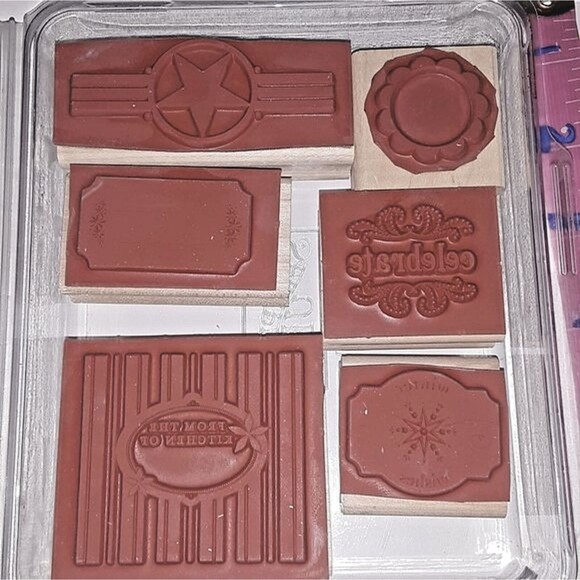 Labelicious Stamp Set Retired Stampin' Up Wood Mounted Kitchen Winter Celebrate - Picture 2 of 4